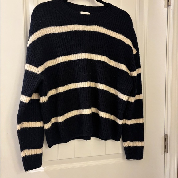 H&M Sweaters - H&M Navy and Cream Striped Knit Sweater LARGE